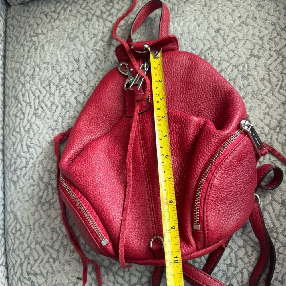 Rebecca Minkoff Red Pebbled Leather Julian Backpack - Silver Hardware - Picture 5 of 6